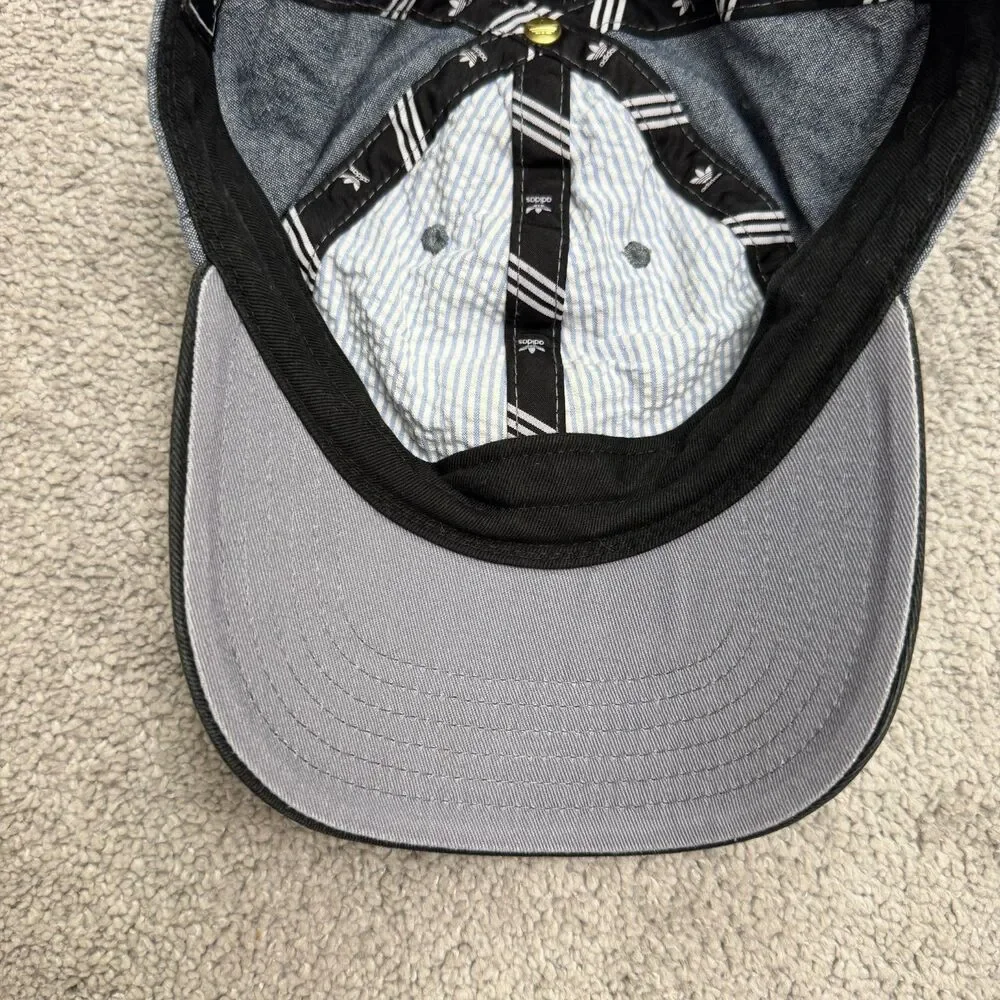 Adidas Originals Trefoil Chambray Adjustable Hat Cap Mens OSFA Blue Black Cotton